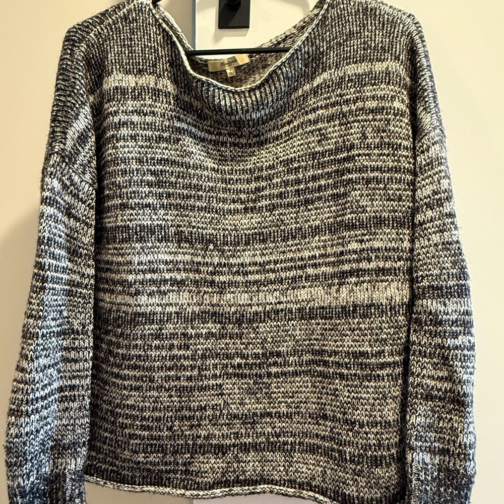 Madewell Cropped Boatneck Women's Black and White Sweater
